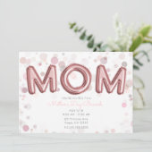 MOM Balloons Moederdag Brunch Modern Roze Grijs Kaart (Staand voorkant)