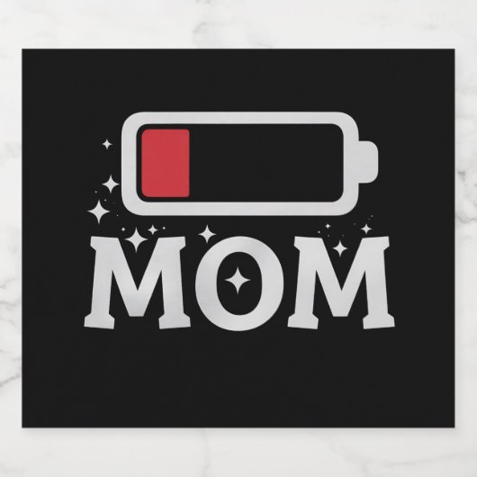Mom Batterij Lage Vermoeide Grappige Moederdag Bier Etiket (Enkel label)