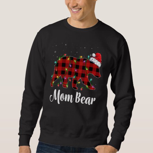 Mom Bear Buffalo Red Plaid Matching Family Christm Trui (Voorkant)