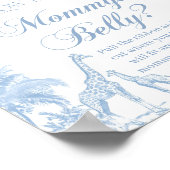 Mom Belly Blue Toile Safari Animal Baby shower Poster (Hoek)