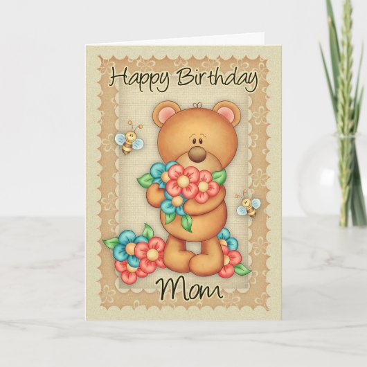 Mom Birthday Card With A Bunch Of Birthday Hugs Kaart (Voorkant)