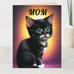 MOM BIRTHDAY KITTY CAT ART Wenskaart Kaart