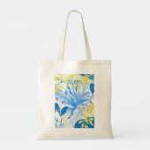 Mom Blauw Geel Bloemen Canvas tas (Achterkant)