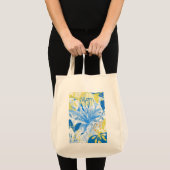 Mom Blauw Geel Bloemen Canvas tas (Voorkant (product))