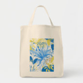 Mom Blauw Geel Bloemen Canvas tas (Voorkant)