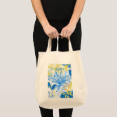 Mom Blauw Geel Bloemen Canvas tas (Voorkant (product))