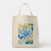 Mom Blauw Geel Bloemen Canvas tas (Achterkant)