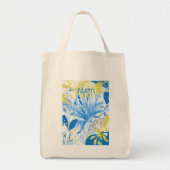 Mom Blauw Geel Bloemen Canvas tas (Voorkant)