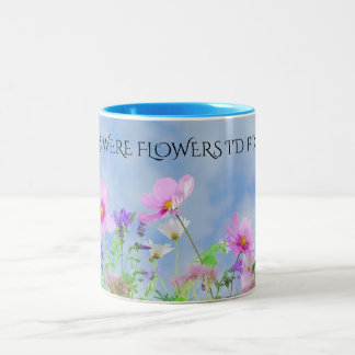 "MOM"-bloemen koffie met twee getonde mok. Tweekleurige Koffiemok