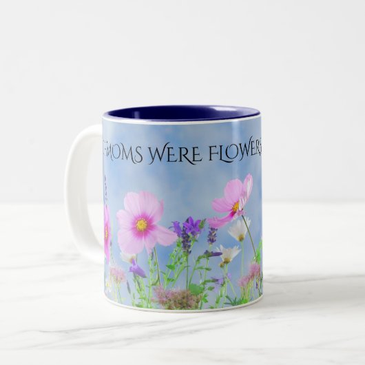 "MOM"-bloemen koffie met twee getonde mok. Tweekleurige Koffiemok (Voorkant links)