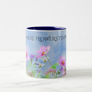 "MOM"-bloemen koffie met twee getonde mok. Tweekleurige Koffiemok