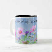 "MOM"-bloemen koffie met twee getonde mok. Tweekleurige Koffiemok (Voorkant links)