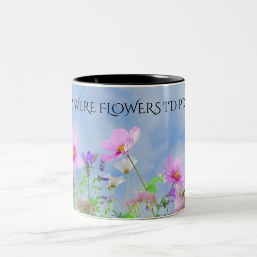 "MOM"-bloemen koffie met twee getonde mok. Tweekleurige Koffiemok (Center)