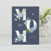 MOM Blue Hydrangeas Bloemen Happy Moederdag Feestdagenkaart (Staand voorkant)