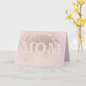 Mom Blush Roze Bloemen Goud Elegante Moederdag Kaart (Gele Bloem)