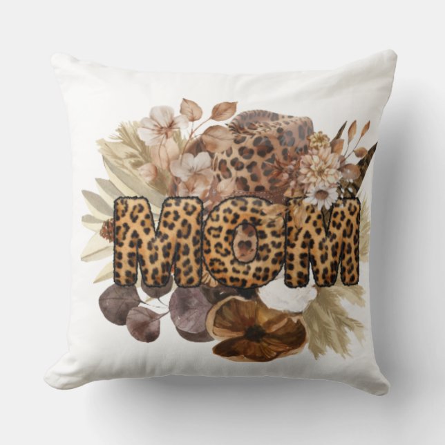 Mom boho dier/bloemenprint dubbelzijdig kussen (Voorkant)