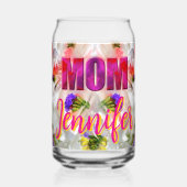 'Mom-Boss-Fire' – Diseño floral en cubos  Blikvorm Glas (Achterkant)