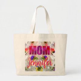 'Mom-Boss-Fire' – Diseño floral en cubos  Grote Tote Bag