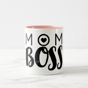 MOM BOSS Moderne typografie script Trendsettende c Tweekleurige Koffiemok