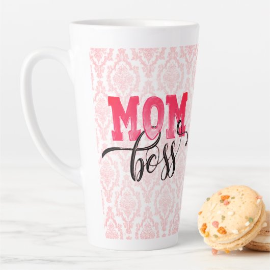 MOM BOSS - Stijlvolle Roze Arabesque Moeder Mok (In situ)