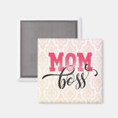 MOM BOSS - Stijlvolle Roze Moederdag Magneet (Voorkant / Achterkant)