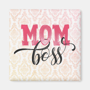 MOM BOSS - Stijlvolle Roze Moederdag Magneet