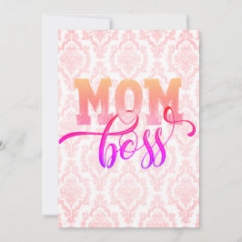 MOM BOSS - Stijlvolle Roze Moederdagkaart Feestdagenkaart