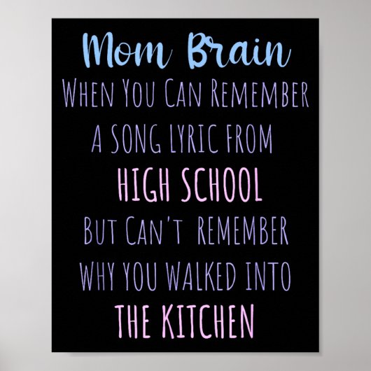 Mom Brain Funny Definition Quote Sarcasm Women Mot Poster (Voorkant)