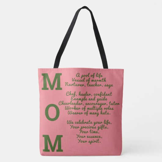 MOM-canvas tas - Roze en groen (Voorkant)