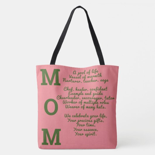 MOM-canvas tas - Roze en groen (Achterkant)
