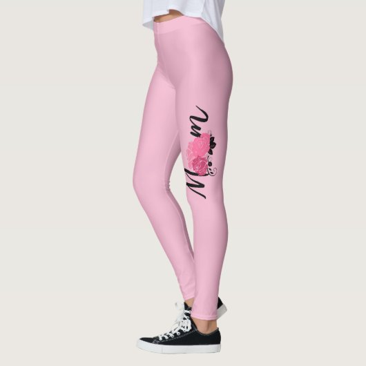 Mom Chic Roze  stijl Bloemen Leggings (Links)