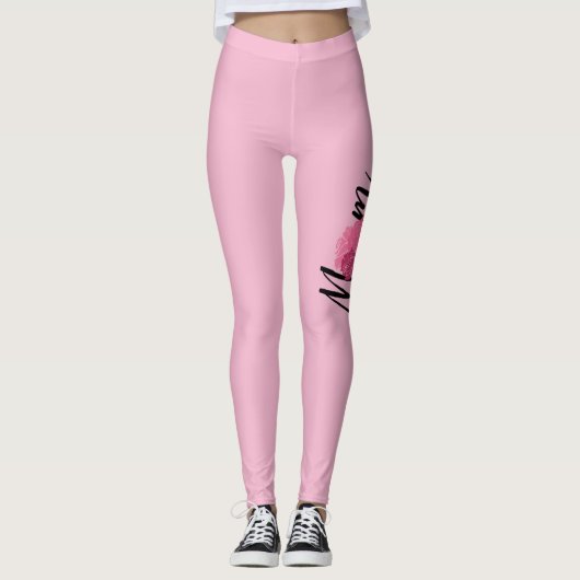 Mom Chic Roze stijl Bloemen Leggings (Voorkant)