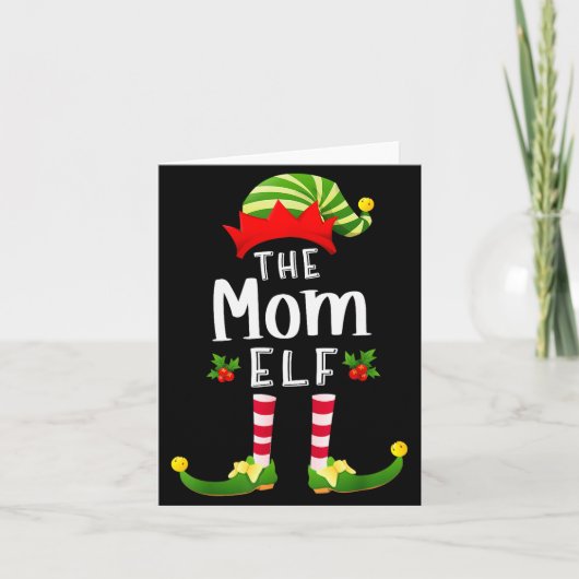 Mom Christmas Elf Matching Pajama X-mas Party  Kaart (Voorkant)