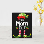Mom Christmas Elf Matching Pajama X-mas Party  Kaart (Gele Bloem)