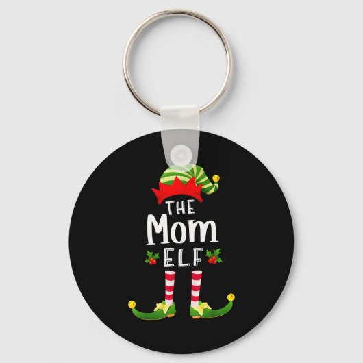 Mom Christmas Elf Matching Pajama X-mas Party Sleutelhanger (Voorkant)