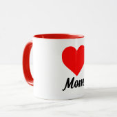 Mom - Classic Red Heart Typography Mok (Voorkant links)