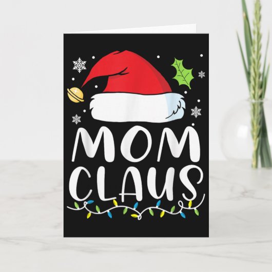 Mom Claus Christmas Lights Pajama Xmas Family Matc Kaart (Voorkant)