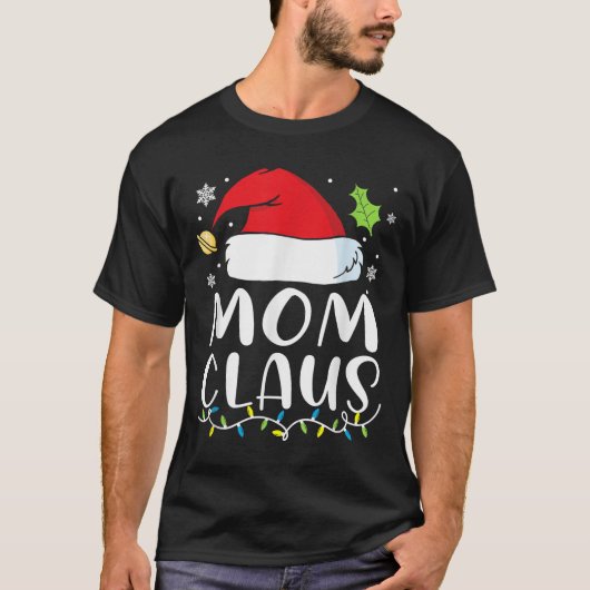 Mom Claus Christmas Lights Pajama Xmas Family Matc T-shirt (Voorkant)