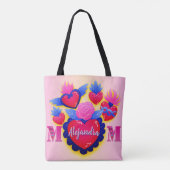 Mom corazones mexicanos Nombre editable Tote Bag (Achterkant)