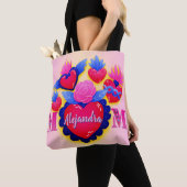 Mom corazones mexicanos Nombre editable Tote Bag (Dichtbij)