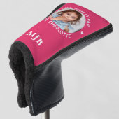 MOM Custom Foto Gepersonaliseerd Monogram Chic Roz Golfheadcover (3/4 voorkant)