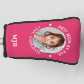 MOM Custom Foto Gepersonaliseerd Monogram Chic Roz Golfheadcover (Voorkant)