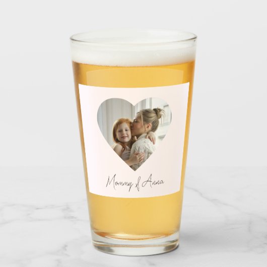 Mom Custom Name & Photo | Personalized Glass Cup Glas (Voorkant gevuld)