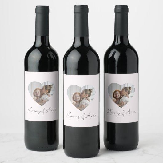 Mom Custom Name & Photo | Personalized Wine Label Wijn Etiket (Flessen)