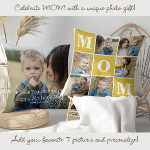 MOM Custom Schattige 7 Foto Collage Marigold Geel Kussen