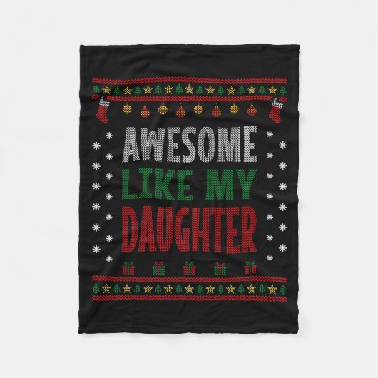 Mom Dad Christmas - Funny Awesome Like My Daughter Fleece Deken (Voorkant)