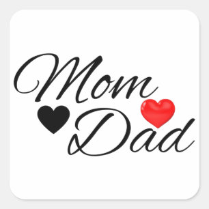 Mom & Dad-harten - Elegante typografie Familie Lie Vierkante Sticker