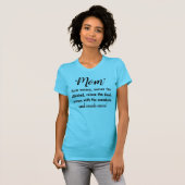 "MOM - Deelt water, doet de dood oplaaien, redenen T-shirt (Voorkant volledig)