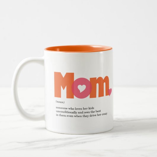 Mom Definition Oranje/Roze Twee-Tone Koffie Mok (Links)