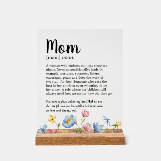 Mom Definition Wildflower Acryl Bord (Voorkant)